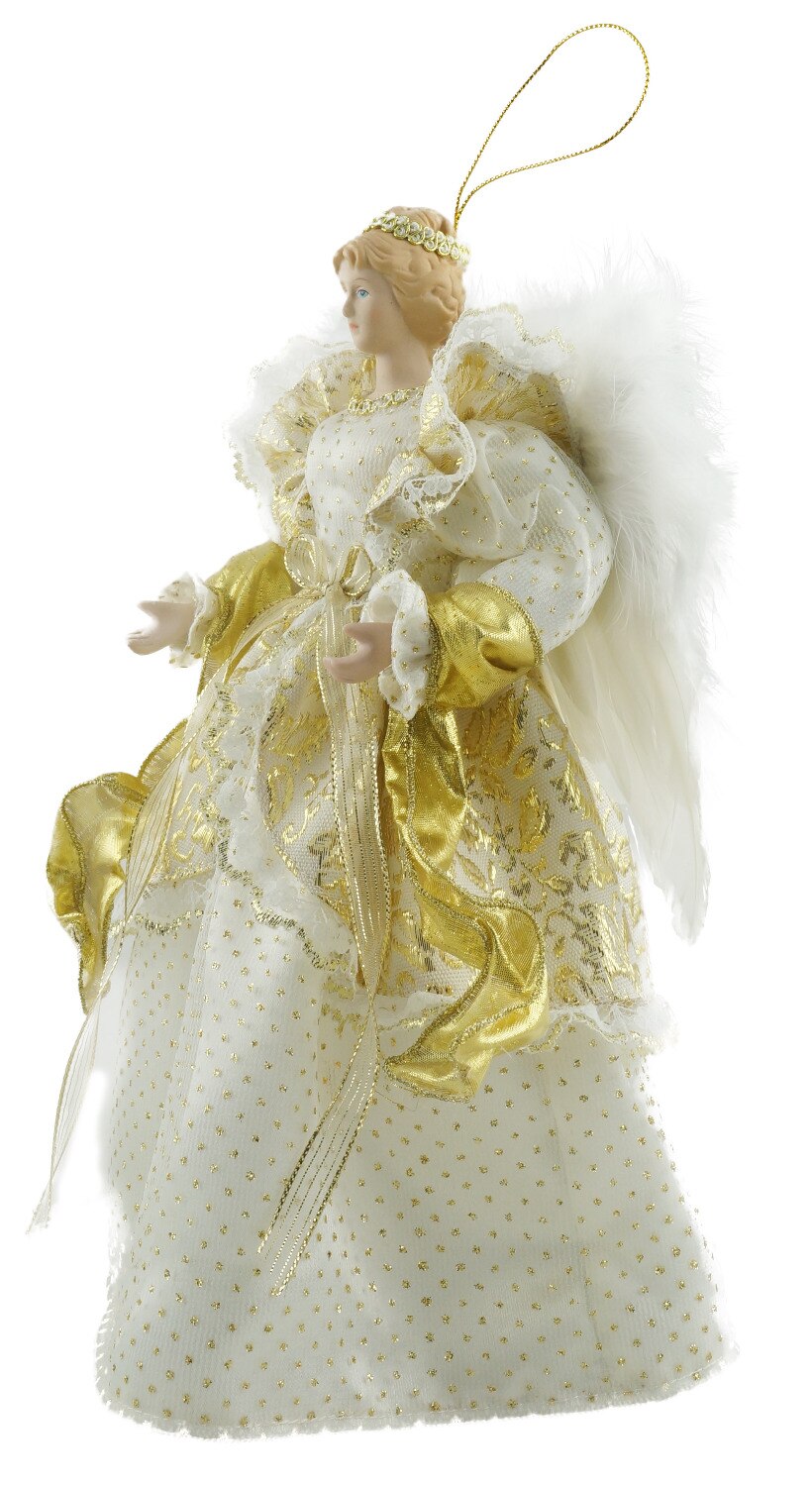 Cosette Christmas Angel Tree Topper Porcelain Doll Tree Ornament 12 Inches (30 CM height)