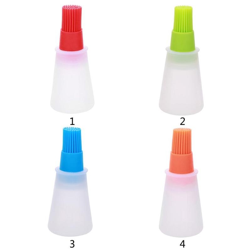 1 Pcs Portable Silicone Oil Bottle With Brush Grill Oil Brushes Liquid Oil Pastry Kitchen Baking BBQ Tool Kitchen Tools For BBQ