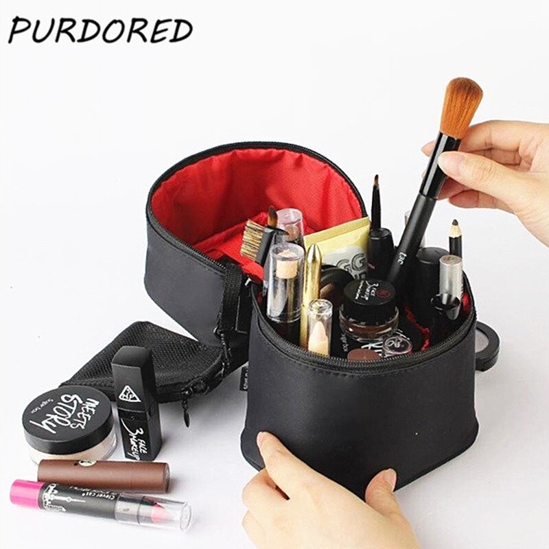 Purdored 1 Pc Solid Cosmetische Tas Cilinder Make-Up Borstel Organizer Toiletartikelen Make-Up Kit Pouch Pakket Reizen Vrouwen Make-Up Tas