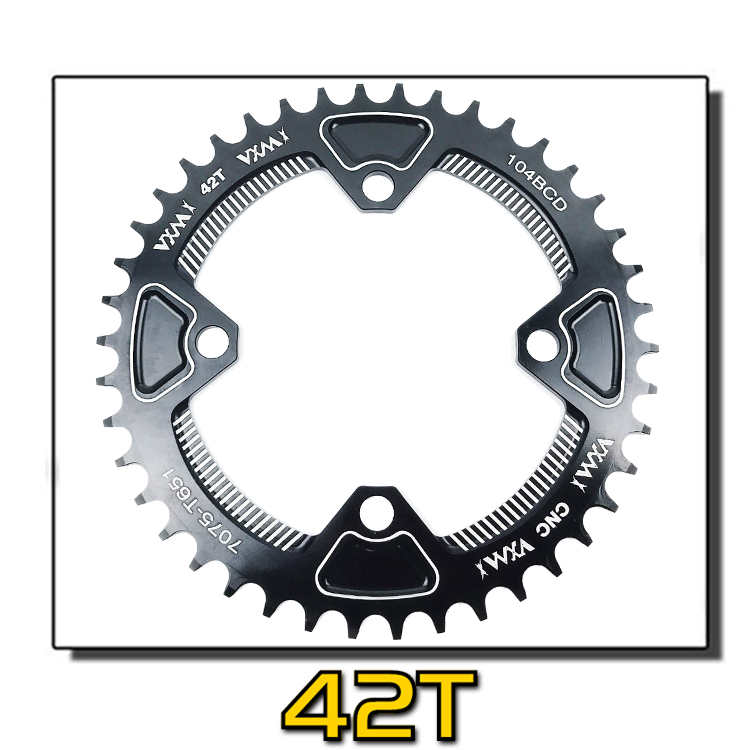 Vxm 104 bcd 40t 42t mountainbike kettingblad mtb crankstel aluminiumlegering 7075 smal breed kettingblad bcd 104mm kettingblad: 42t zwarte