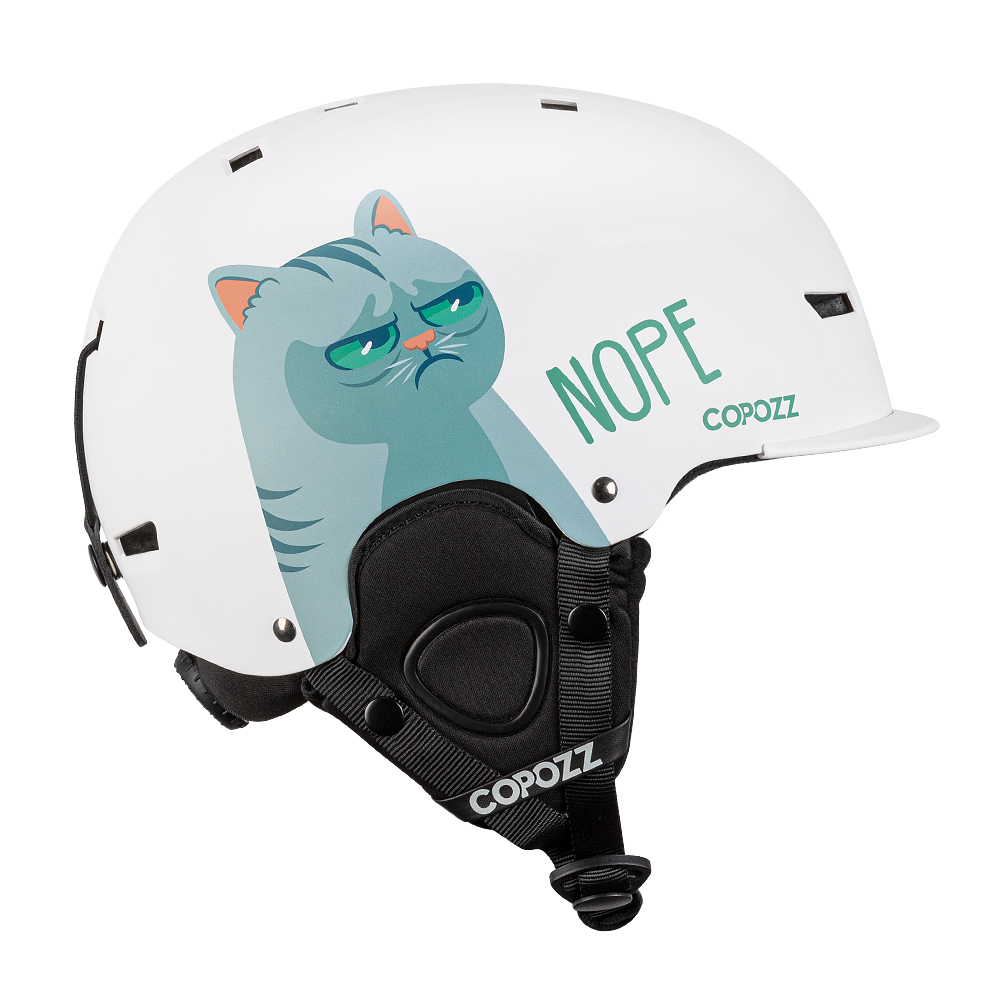 COPOZZ casco de esquí dibujos animados medio cubierto casco de seguridad antiimpacto ciclismo esquí Snowboard casco deportivo para adultos y niños: S / Negro