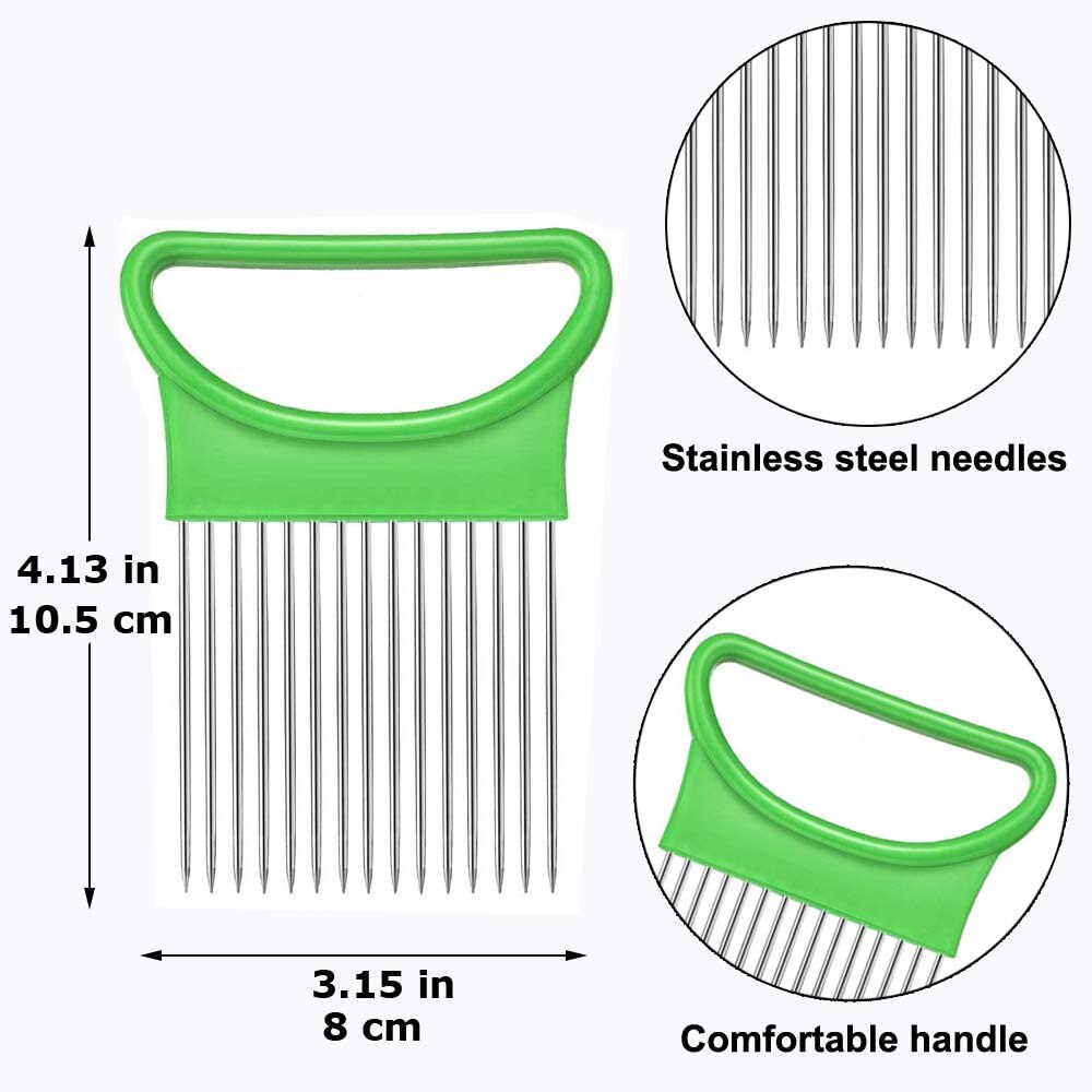 Kitchen Gadgets Stainless Steel Onion Holder Slicer Onion Slicer Tomato Vegetables Safe Fork Vegetables Slicing Cutting Tools