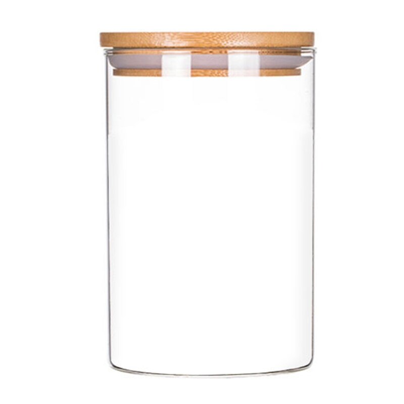 1200ML Glass Food Sealed Jar with Bamboo Wood Lid Sealed Cans Container