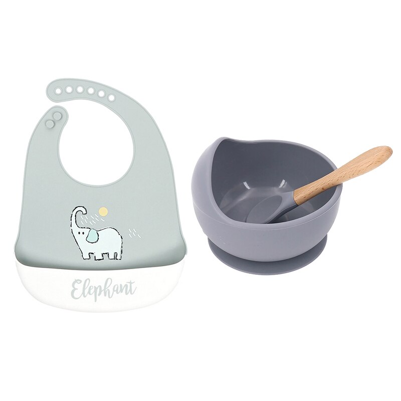 2 Stks/set Slabbers Kommen Lepel Set Waterdichte Siliconen Kinderen Meisje Jongen Slabbetjes Verstelbare Cartoon Peuter Schort Babyvoeding Stuff: set5