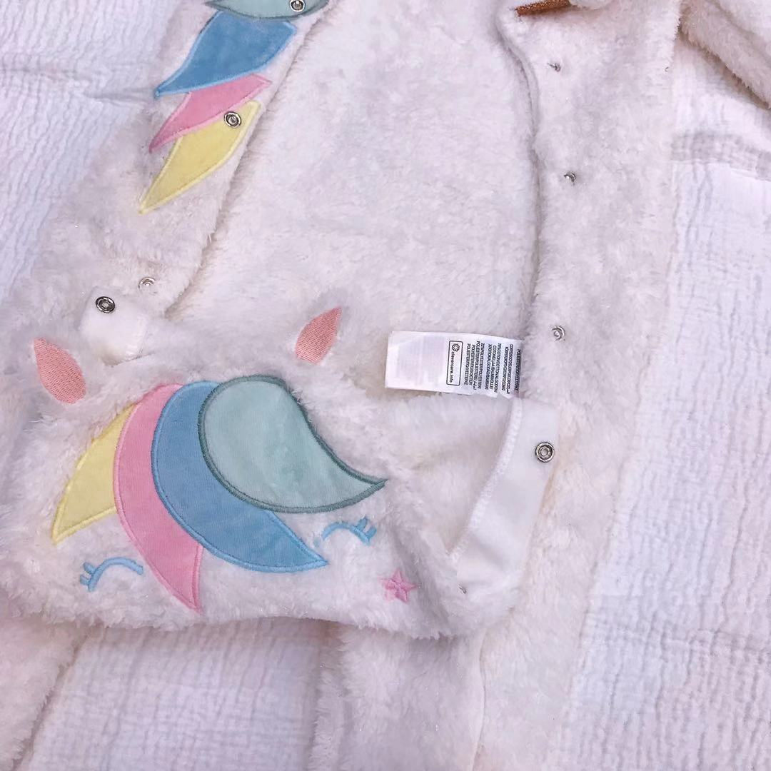 Nyfödd baby flicka jumpsuit född tecknad enhörning kläder långärmad vinter overall footie rosa spädbarn 9-24 månader varm
