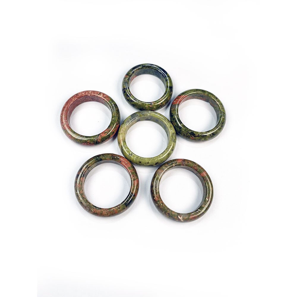 Natürliche stein ringe charme schmuck eine vielfalt von steinen zwei arten von modelle trendy für frauen oder freundin 6mm: 18 / Unakite 6mm