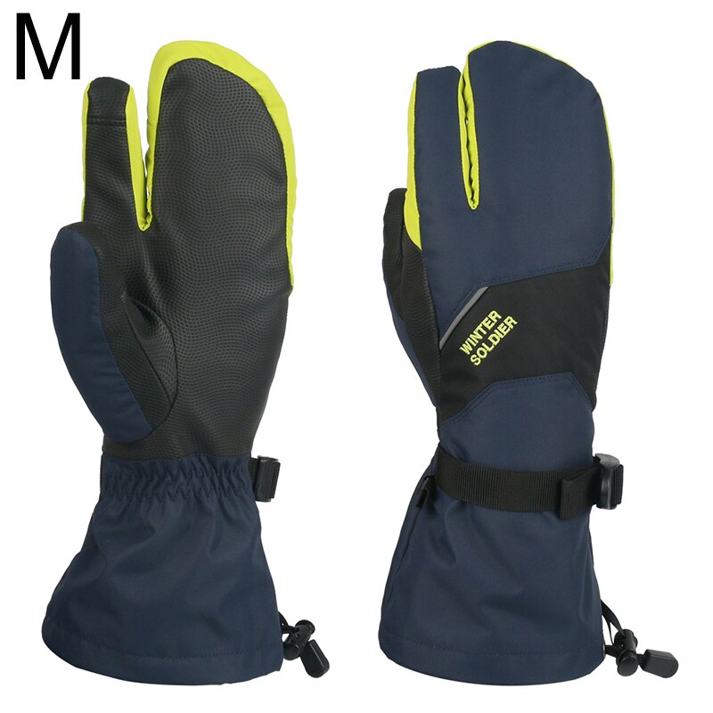 Mężczyźni kobiety 3 palce ekran dotykowy rękawice narciarskie wiatroszczelne długie nadgarstki zimowe ciepłe rękawiczki Snowboard dzieci wodoszczelne rękawice narciarskie: Niebieski / M