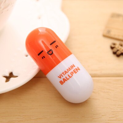 1 PCS Vitamin Capsule Ballpoint Pen Office Accessories Material Escolar School Supplies Kawaii Novelty Plastic Ball Pen