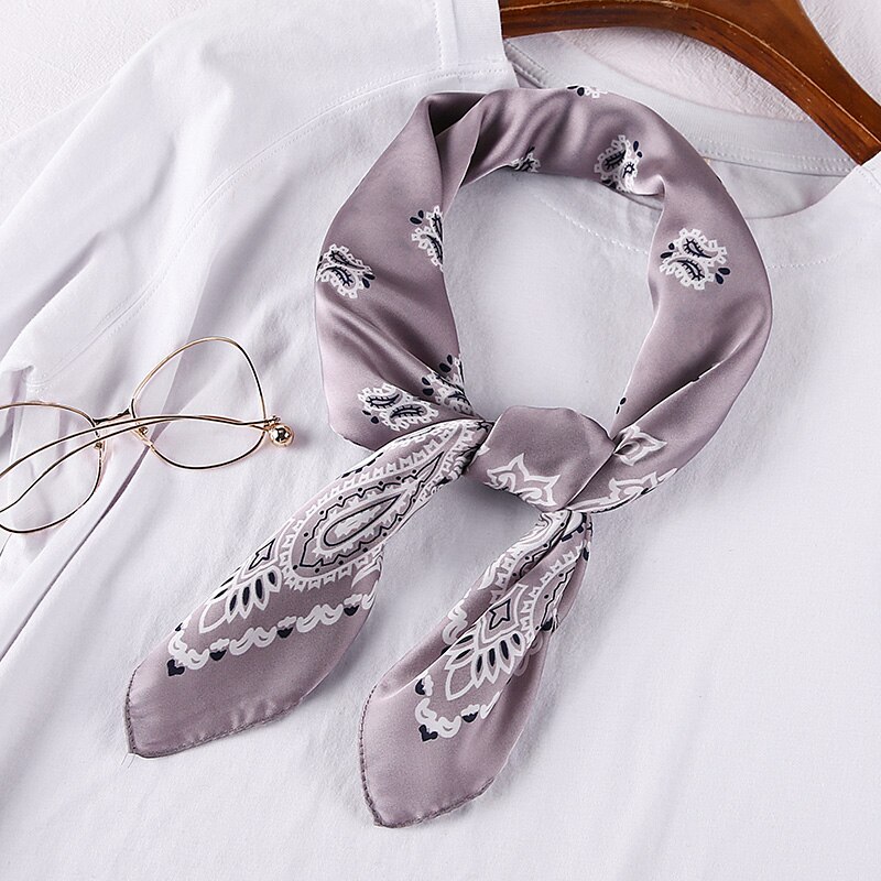 Women Imitation Silk Kerchief Scarves Print Square Neckerchief Office Lady Scarf Muffler Shawl Bag Clothes Accessories