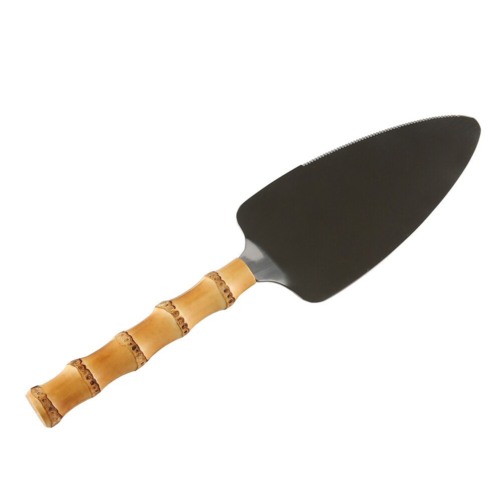 Baka grill bakverk pannkakspaj pizza dessert hjärtformad rostfritt stål bamburot trähandtag kakdelare spade serveringsskärare