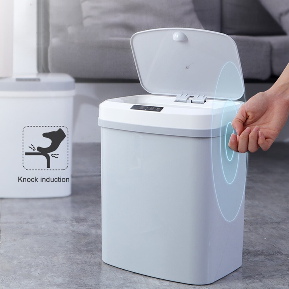 15L Automatische Sensor Vuilnisbak Intelligente Sensor Rechthoekige Smart ABS Sensor Prullenbak Vuilnisbak Voor Keuken Badkamer Home Afvalbakken