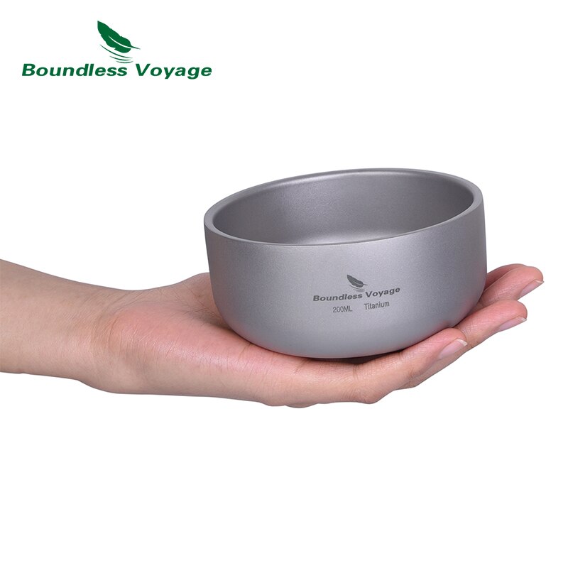 Boundless Voyage Camping Titanium Bowl 200ml/420ml Double-Walled Rice Bowl Lightweight Outdoor Hiking Picnic Tableware