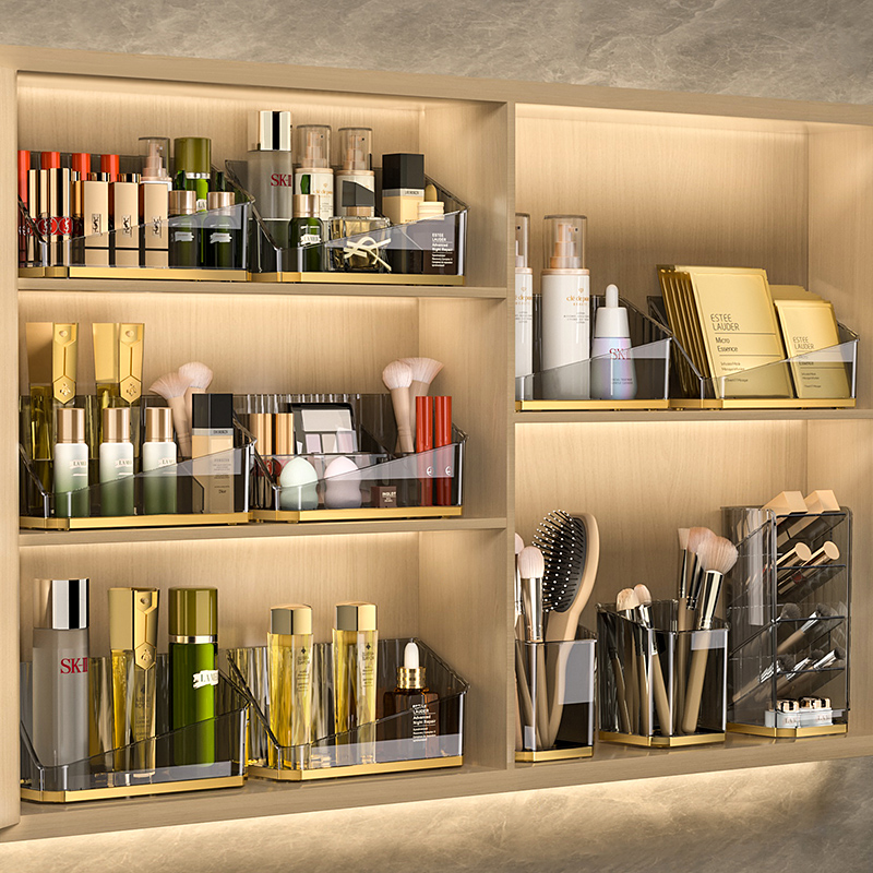 Organizador de maquillaje de lujo, caja de almacenamiento de brochas de maquillaje para baño de escritorio, caja de bolígrafos de oficina, organizador de brochas de maquillaje, caja de almacenamiento de lápiz labial