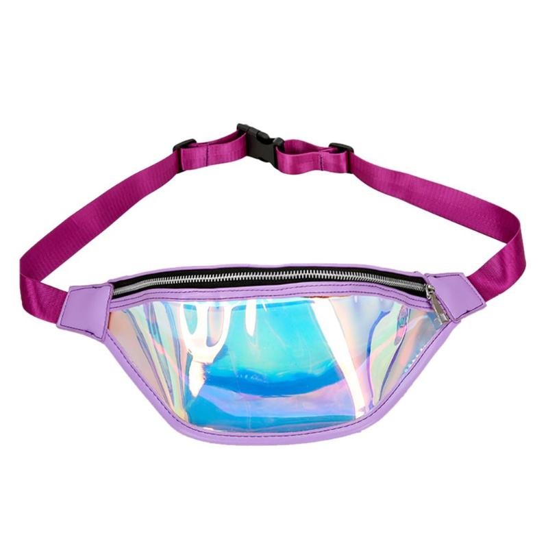 PVC Olografico del Pacchetto di fanny laser Marsupi Delle Donne di Spalla della Chiusura Lampo Borse Breve Viaggio Messaggeri Borsa Petto: VIOLA