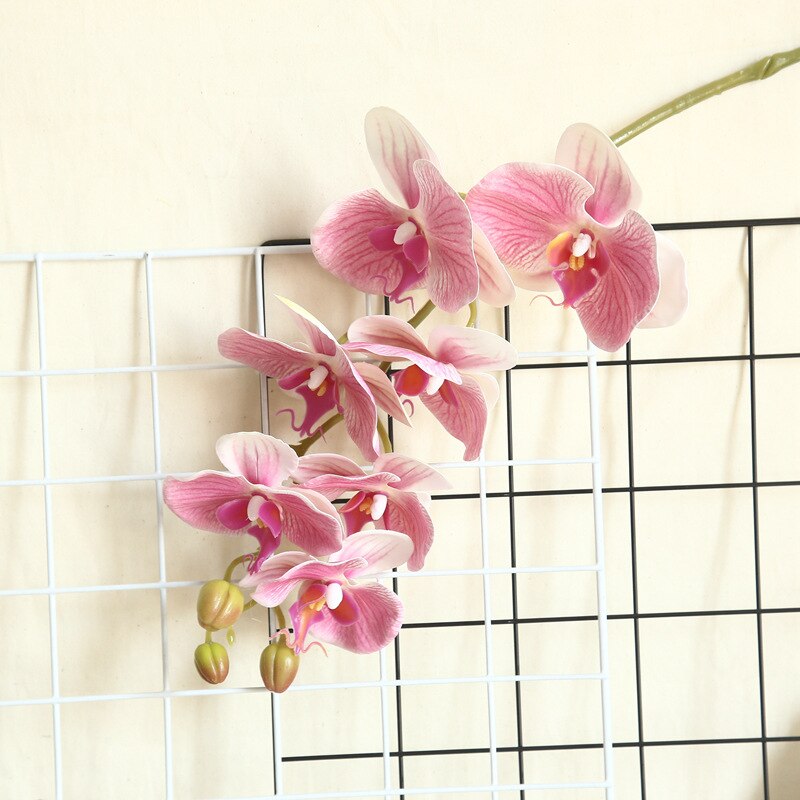 Orquídeas de látex con estampado 3D grandes, flores artificiales blancas, sensación de Orquídea de simulación a mano, flores para decoración de boda y hogar: Pink