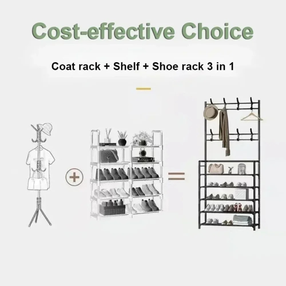 Colgador de ropa, Zapatero multicapa, puerta DIY, estante para sombreros y zapatos, organizador Simple de pie para sala de estar, estantes de almacenamiento