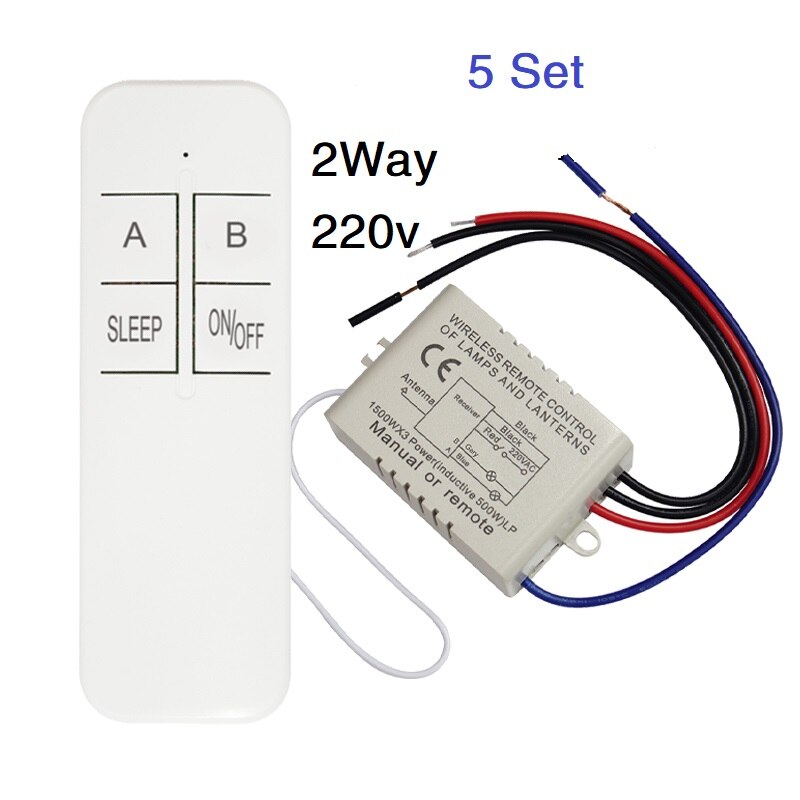 QIACHIP 1/2/3 Way ON/OFF 220V Remote Control Switch Lamp Light Digital Wireless Wall Remote Control Switch Receiver Transmitter: 5 set  2way
