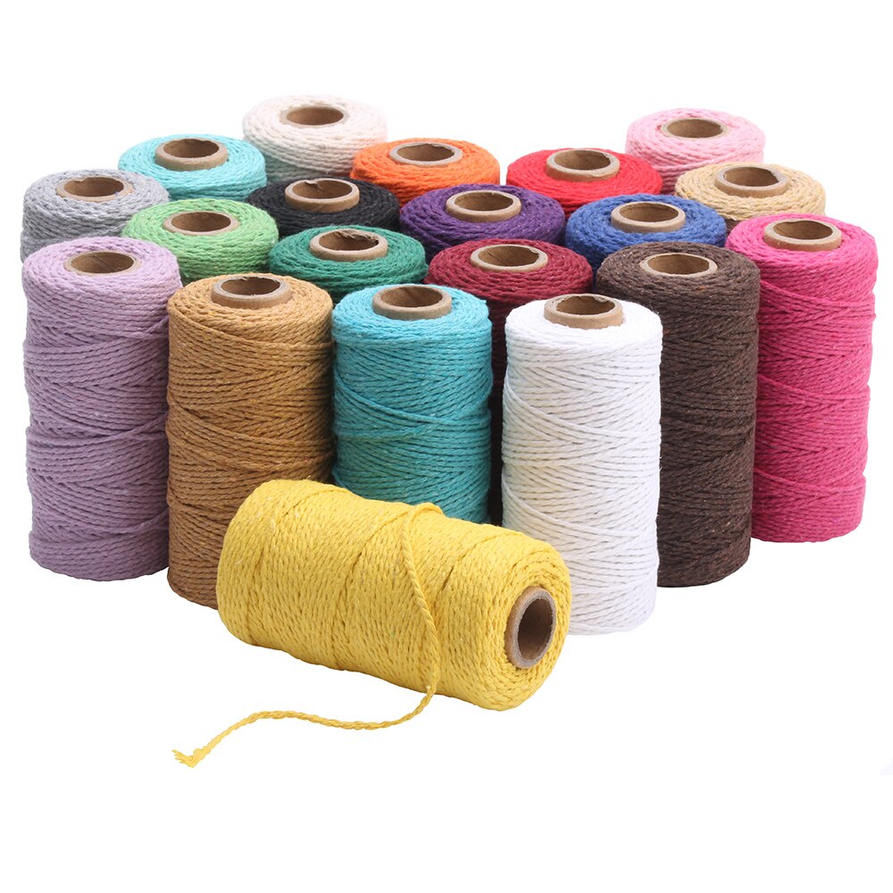 Cordon de ficelle en macramé coton naturel | Cordon en corde naturelle de coton 2MM/100M, décoration artisanale, cordon de ficelle en coton de boulanger suspendu à la main