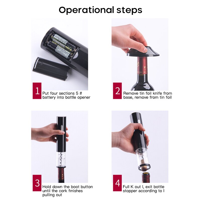 Elektrische Wijn Opener Oplaadbare Automatische Kurkentrekker Wijn Flesopener Kurkentrekker Kurken Out Tool Rvs Pin Voor Thuis