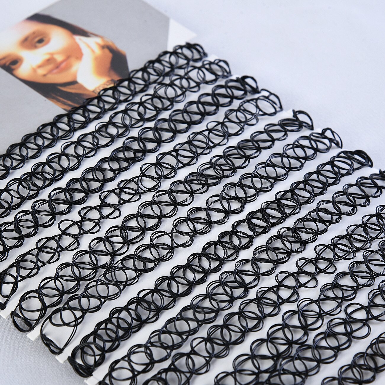 12 unids/set Fishline collares gargantilla para mujeres adolescentes niñas Stretch gótico Punk elástica hueco gargantilla collar de joyería de