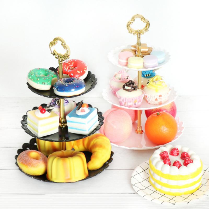 3- lags cupcake-stativ plast-lagdelt fest serveringsstativ dessert frugt grøntsagsplaceret værktøj bryllupsfødselsdagsfest kagestand
