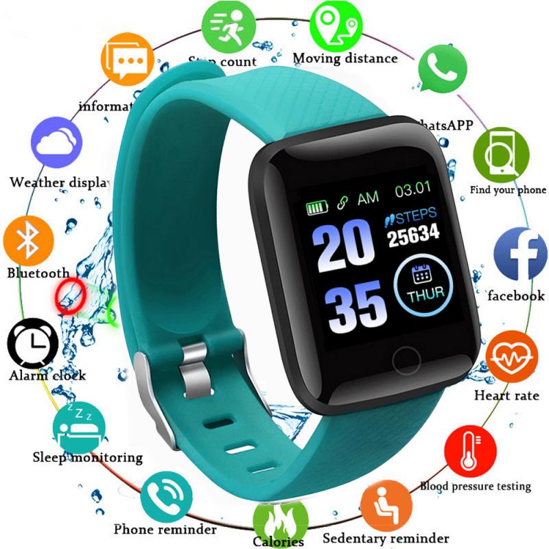 116Plus Smart Horloge Bluetooth Hartslag Bloeddrukmeter Fitness Tracker Mannen Vrouwen Horloges Smartwatch Stappenteller