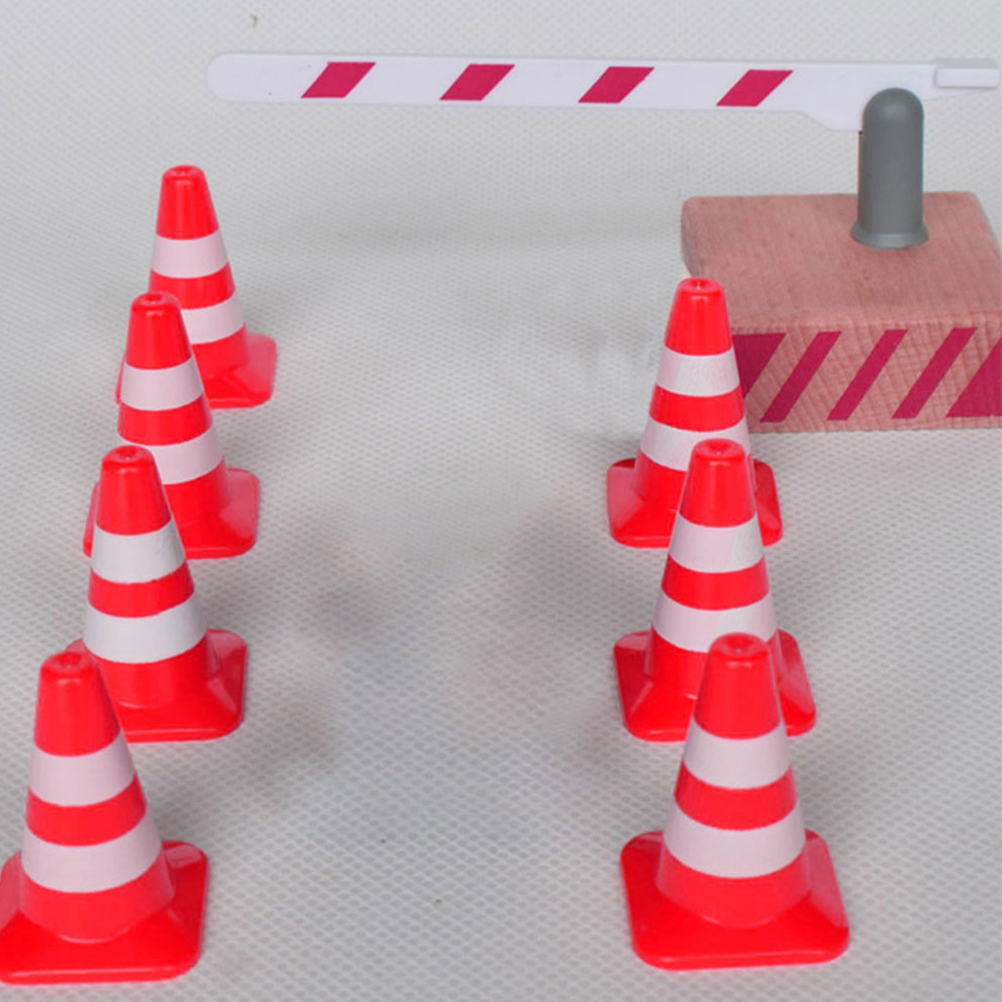 24pcs Road Signs for Kids Early Cognitive Training Mini Traffic Road Cones Fences Model Toy Set Traffic Sign Road Block Playset