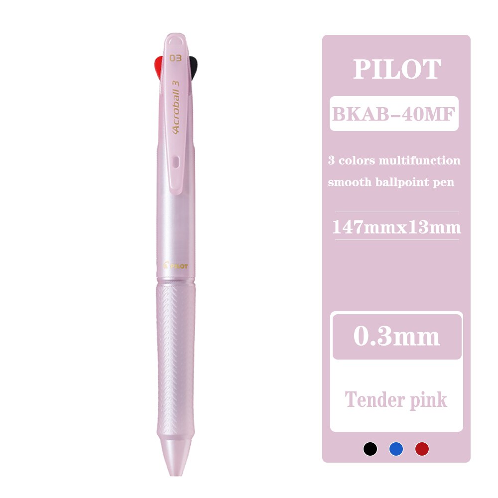 Limited Edition Japanese PILOT Ballpoint PenBKAB-40MF Multi-functional Dazzling Oil Pen Student Writing 0.3mm Three-color Pen: Tender pink