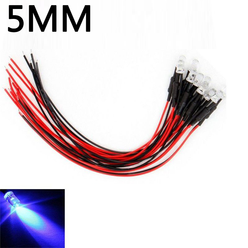 Luces LED de 10 piezas para coche de control remoto, accesorio de 3mm/5mm, 12v para 1/10 RC Crawler Drift Car TRX4 Defender AXIAL SCX10 D90 1/14 Tamiya RC Truck Scania Actros Part: Rojo