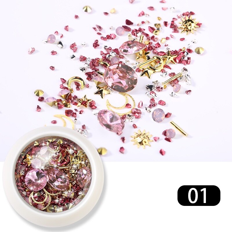 3D Nail Steentjes Voor Nagels Gemengde Kristallen Stenen DIY Gems Nail Art Decoratie Sieraden UV Gel Glitter Nail Art Decoraties: 1