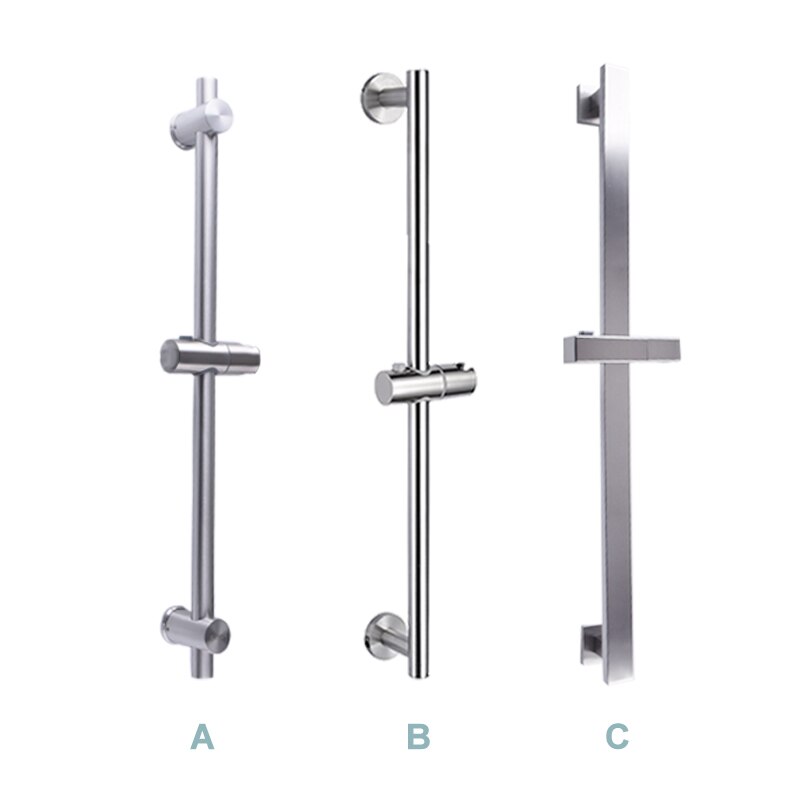 SUS304 Stainless Steel Adjustable Shower Slide Bar Bath Handheld Shower Rail Sliding Rod with Hand Shower &amp; Hose Brushed
