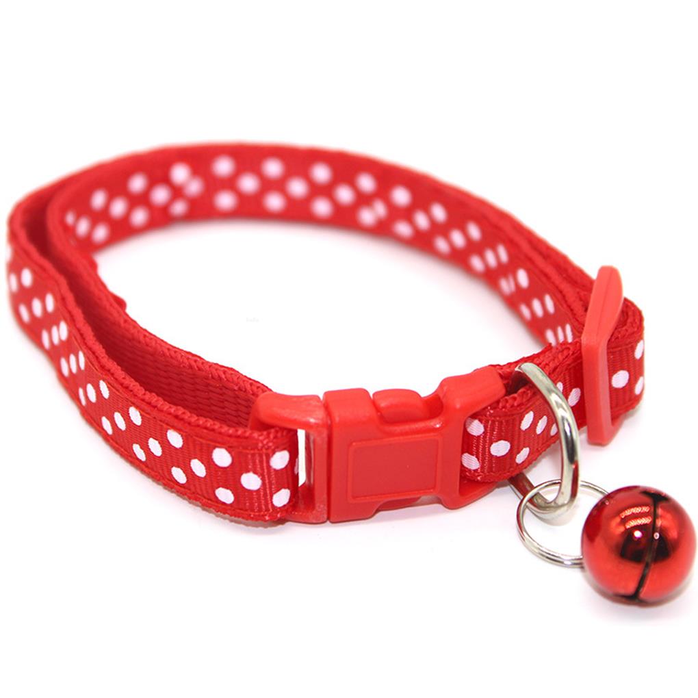 Collar de campana de cobre con parche de nailon para mascotas pequeñas, Gargantilla colorida ajustable con patrón de puntos, Collar para mascotas: NO.2