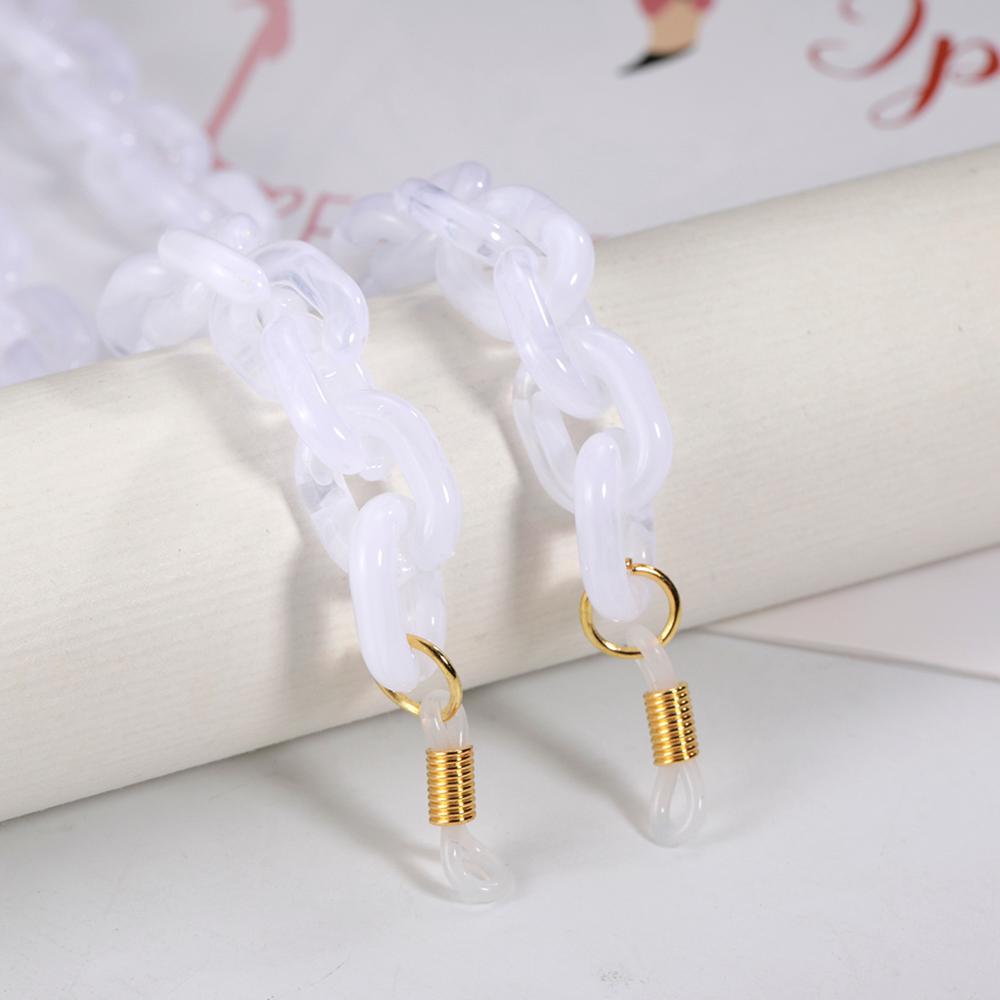 Teamer Punk Bril Ketting Voor Mannen Vrouwen Acryl Lanyard Zonnebril Kettingen Straps Cords Hals Houder Brillen Anti-Slip Ketting: White-gold