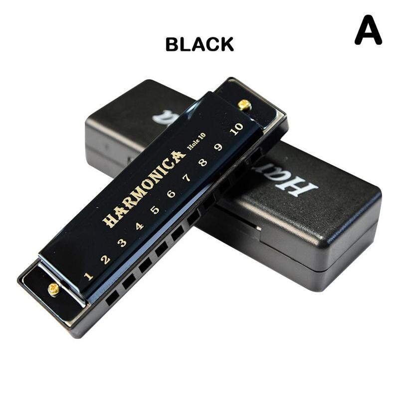 Armónica con núcleo de cobre de aleación de titanio para estudiantes, armónica con agujero en C, ideal para principiantes en Navidad, con 10 cajas, diámetro de almacenamiento de , 1 unidad, P7O8: black