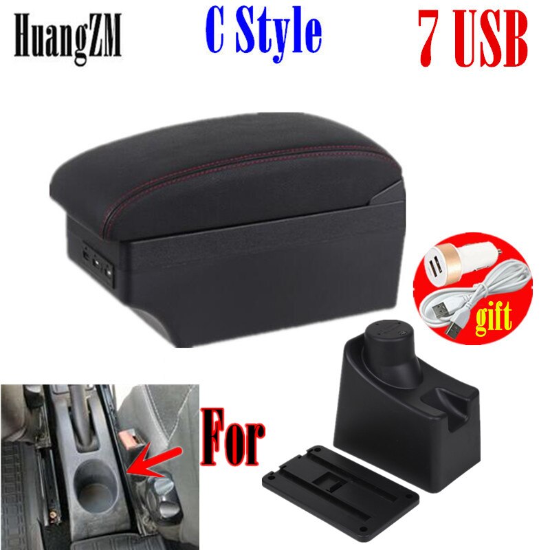 Dla Renault Dacia Sandero Logan 2013 - 2017 obrotowy podłokietnik ze schowkiem centralne pudełko do przechowywania na deskę rozdzielczą popielniczka USB ładowanie z Automobi: C style red line