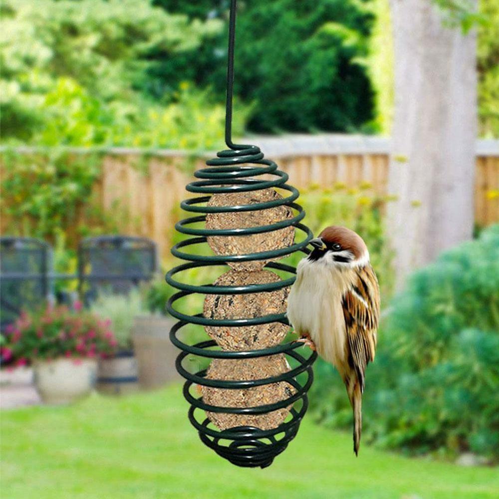 Garden Wild Bird Feeder Hook Hanging Seed Outdoor Squirrel Feeding Metal Spring Bird Feeder
