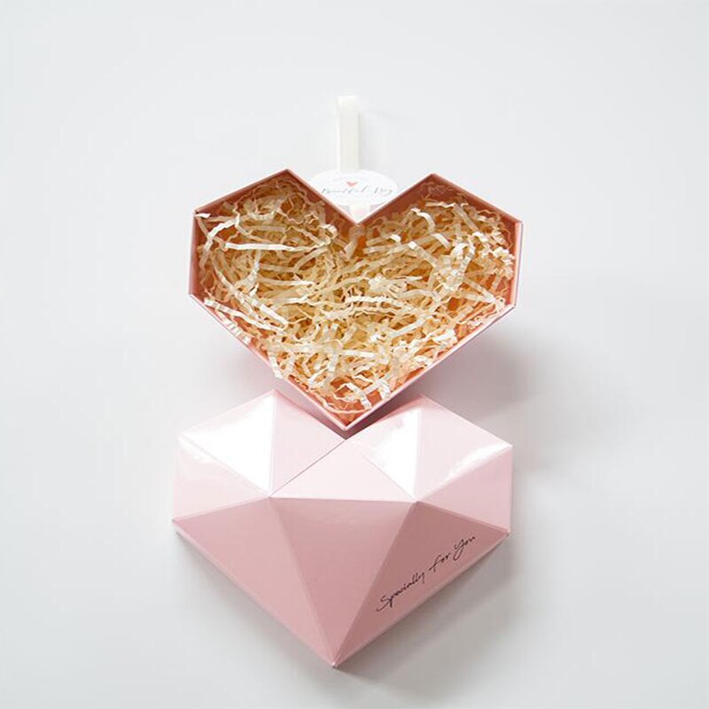 High-End 3d Geschenkdoos Rose Gouden Rood Roze Diamant Hart Vorm Wedding Party Verjaardag Snoep Sieraden Parfum Kartonnen geschenkdoos