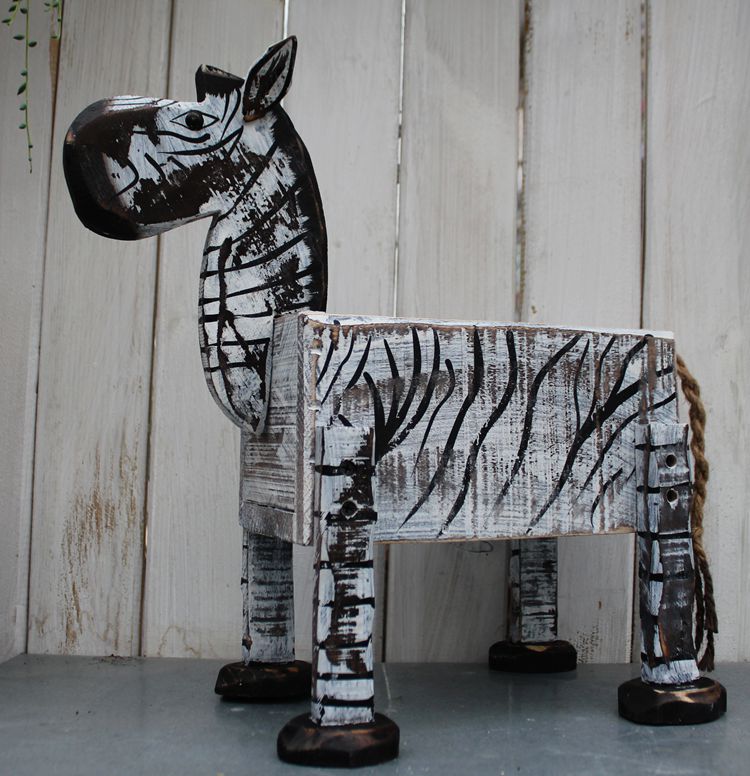 handmade unique animal shabby chic wooden planter boxes: zebra