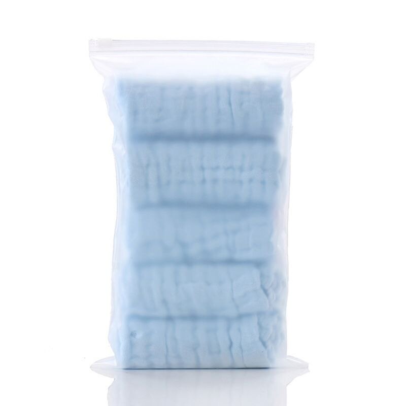 5 stk / parti 6- lag bundvand vask vask lommetørklæde nyfødte baby ansigt håndklæder pleje håndklæde størrelse 30*30cm: Blå