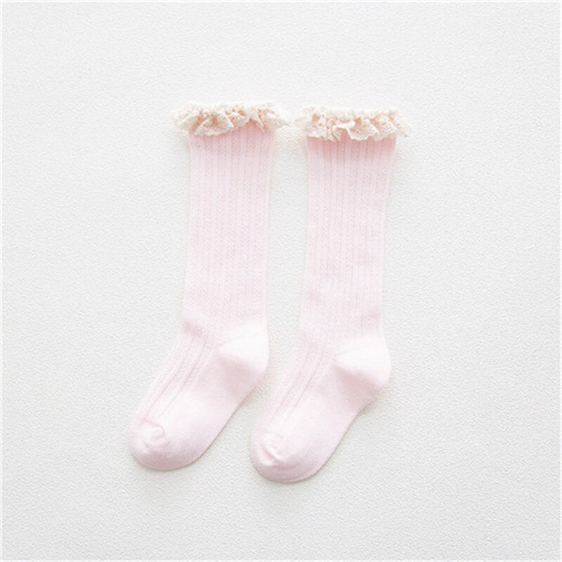 Calcetines hasta la rodilla con volantes de encaje para niños y niñas, medias largas y suaves de algodón, calentadores de piernas de 1 a 8 años, novedad