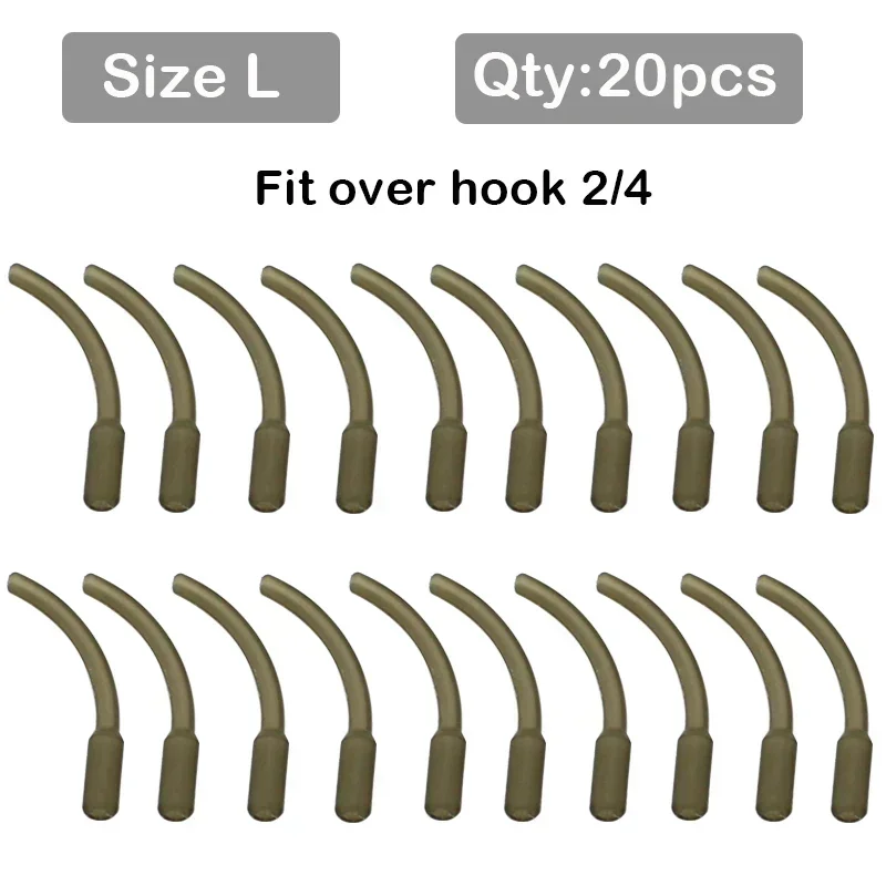20 stk. karpefiskekroker, kickere, d-rigg, kicker-aligners, kroker, hylser, rigger, lang kicker, tilbehør, endeterminal, takle: Brun