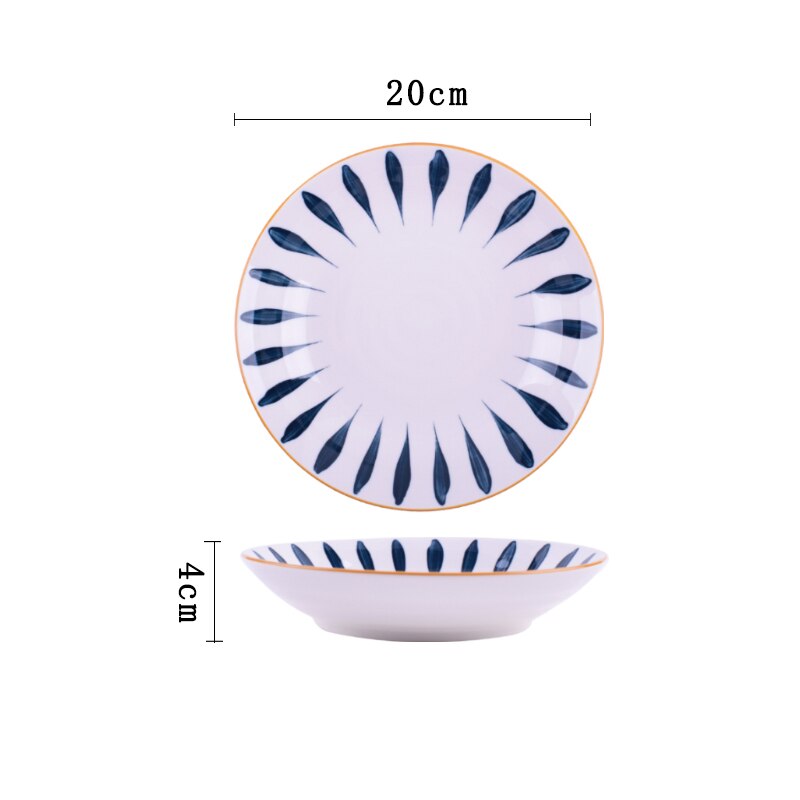 Plato hondo de cerámica pintado a mano japonés, plato de fruta familiar, plato occidental para carne, precio al por mayor, 4 Uds.: 2 / 1PCS