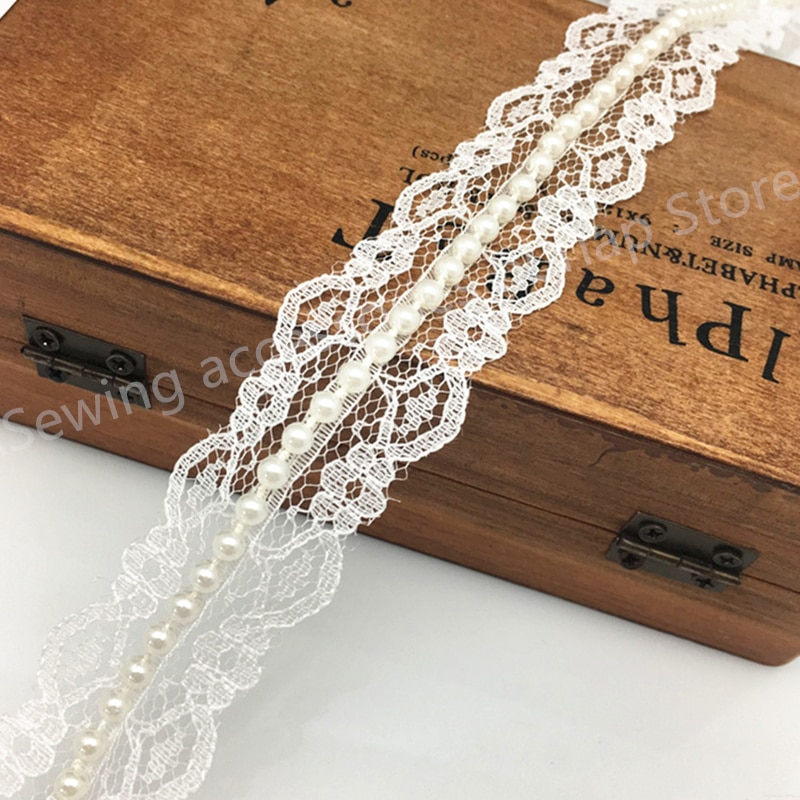 5 yard 3cm Vintage Style Lace Pearl Ribbon Trim Br... – Grandado