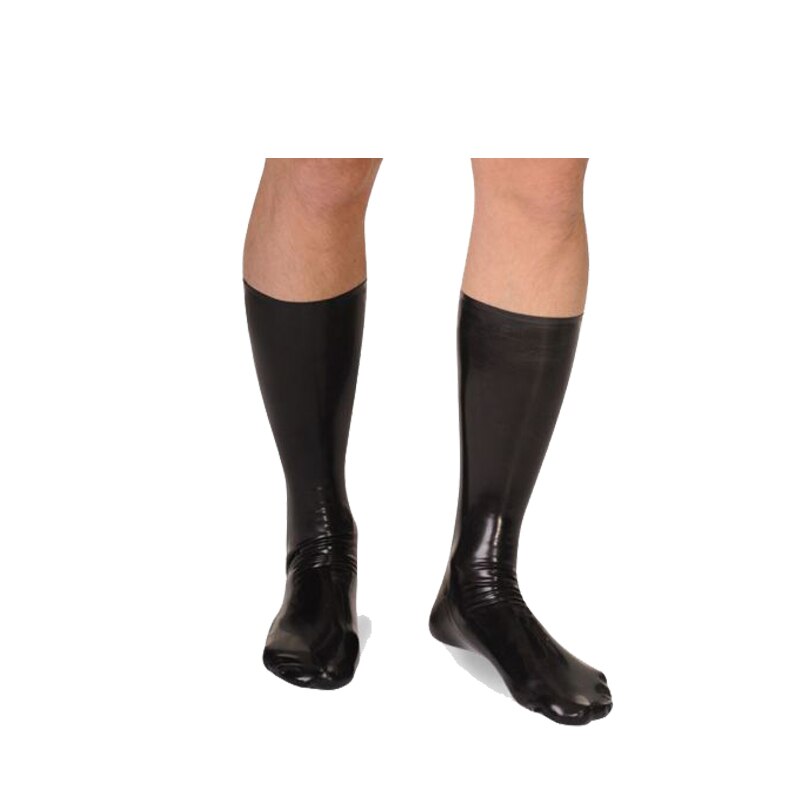 Chaussettes en Latex noir pur unisexe imperméable à l'eau chaussettes courtes 0.4mm taille S-XXL