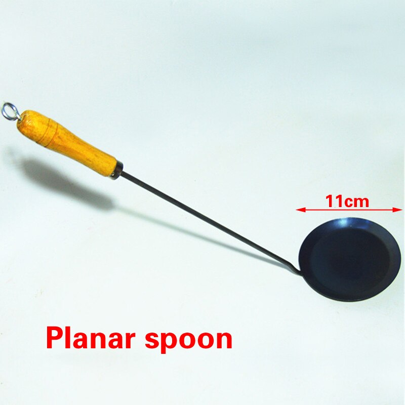 Cuillère à friture pour beignets, huile, Baba, cuillère en fer Durable, Portable, fer à la main, antiadhésif, louche, Wok, spatule pour aliments: 11cm Planar spoon