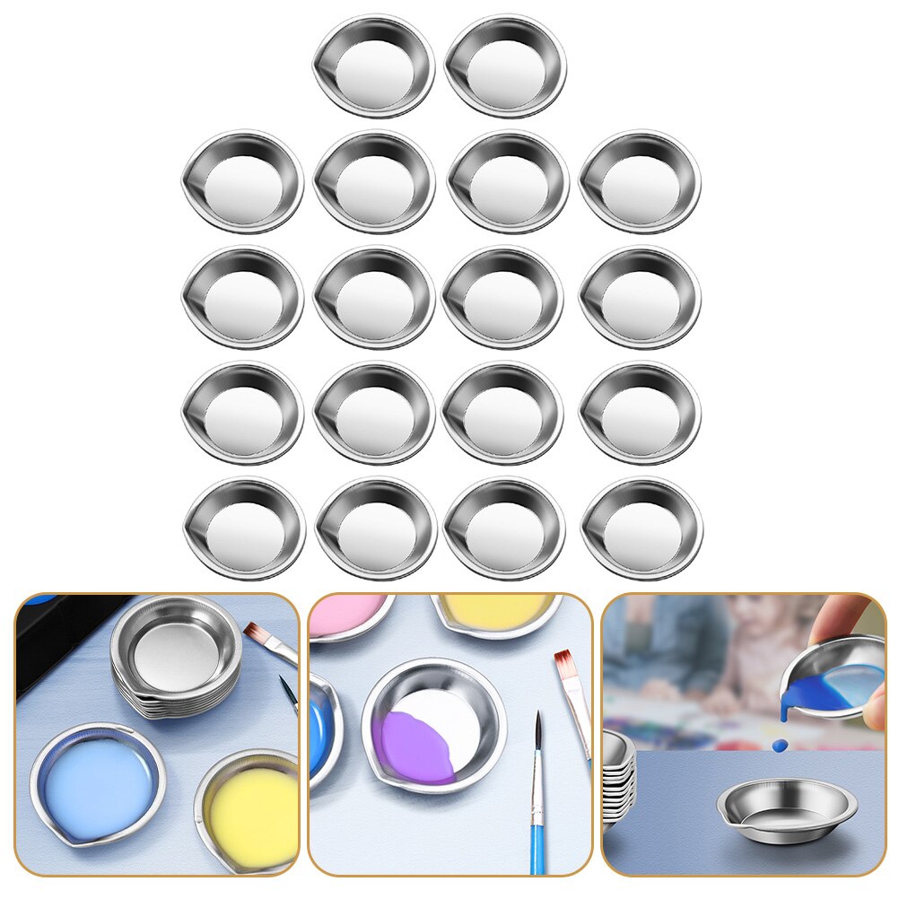 6pcs Multi-function Painting Trays Stainless Watercolor Plates Reusable Painting Plates