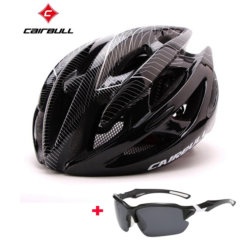 Ultraleicht Radfahren Helm mit Polarisierte Gläser Einstellbar Mountain Reiten Bike Kopf Schutz Helm Fahrrad Sport Helme: black C / SM(52-58cm)
