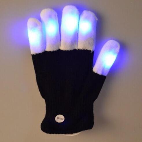 Led Rave Flashing Glove 1 piece Glow 7 Mode Light Up Finger Tip Lighting Black Vd Glove