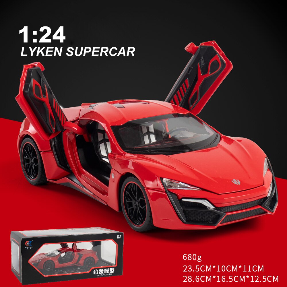 1:24 1:32 Lykan Hypersport In Lega Modello di Auto Giocattoli Pressofusi E Veicoli Auto giocattolo In Metallo Collezione Del Capretto Giocattoli Per Bambini Regali Veloce-Fast And Furious: Red send box Z