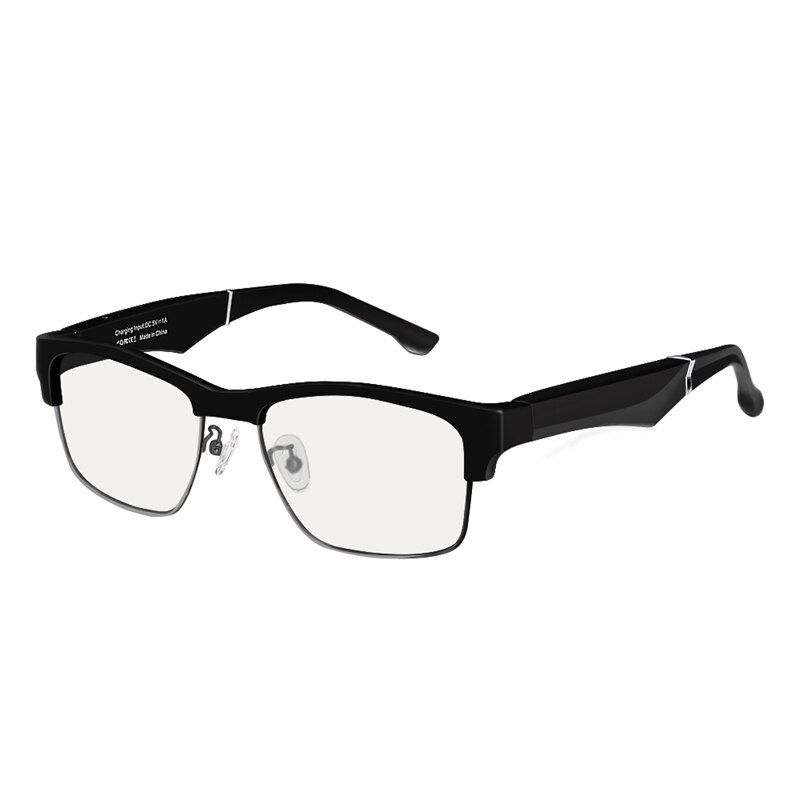 K2 smarte briller trådløs bluetooth håndfri opkald o åbent øre anti-blå lys linser briller (sort grå kant): Default Title